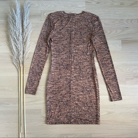 Torn by Ronny Kobo Tara Pleated Long Sleeve Dress in Orange Gold - Picture 8 of 12